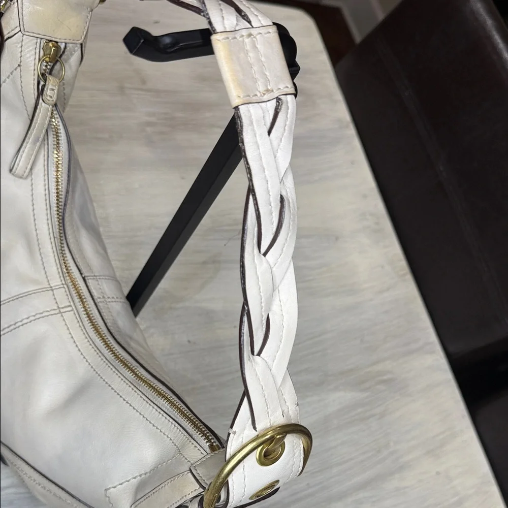 Vintage Coach Dylan SoHo Off-White Leather Braided Strap Hobo Bag